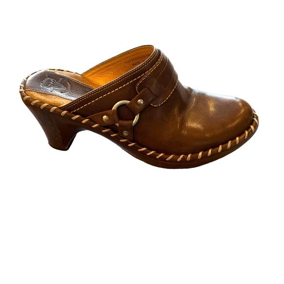 Frye Reese Ring Harness Leather Mules Brown Women's 7.5 - Picture 10 of 10